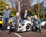 L-R; Championship coordinator, Alan Cassells; Murray Harrison of Jem Oils; North Down and Ards Borough representative, Gordon Dunne MLA; Reigning champion, Gerard O’Connell; John Rice of Jem Oils at the launch of the 2019 ANICC Millers Oils Northern Ireland hillclimb championship.(S3)