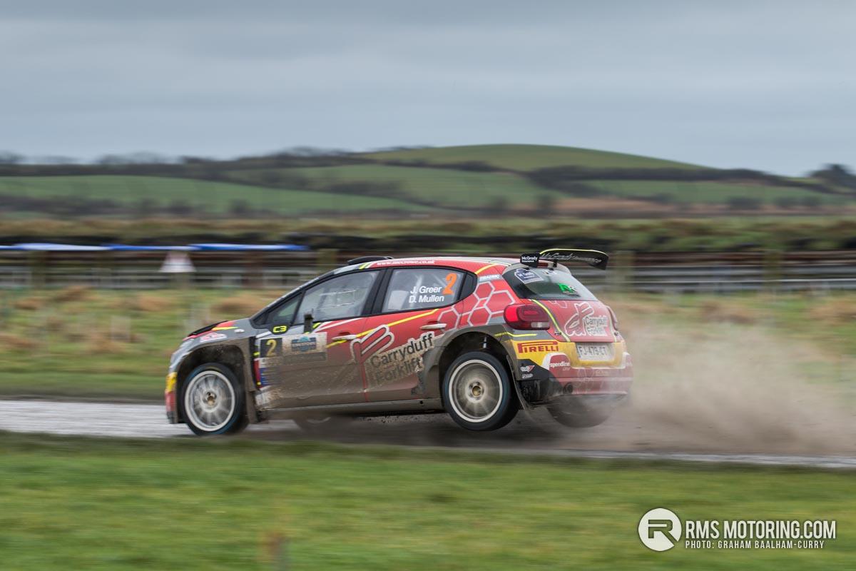 Jonny Greer in action on the opening round of the McGrady Insurance Northern Ireland Rally Championship today, Saturday 19 Februrary, 2022. The event, organised by North Armagh Motor Club, was held at Kirkistown Racing Circuit in Co. Down. (Photo by Graham Baalham-Curry)(S3)