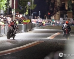 Local motorcycle racing legends, Jeremy McWilliams and Ryan Farquhar enthralled thousands with their high-octane two-whee display at the Red Bull Formula One event in Belfast City Centre...(S3)