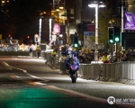 Galway stunt rider Mattie Griffin defying the laws of physics aboard his BMW motorcycle on the streets of Belfast City Centre during the Red Bull Racing Formula One display...(S3)